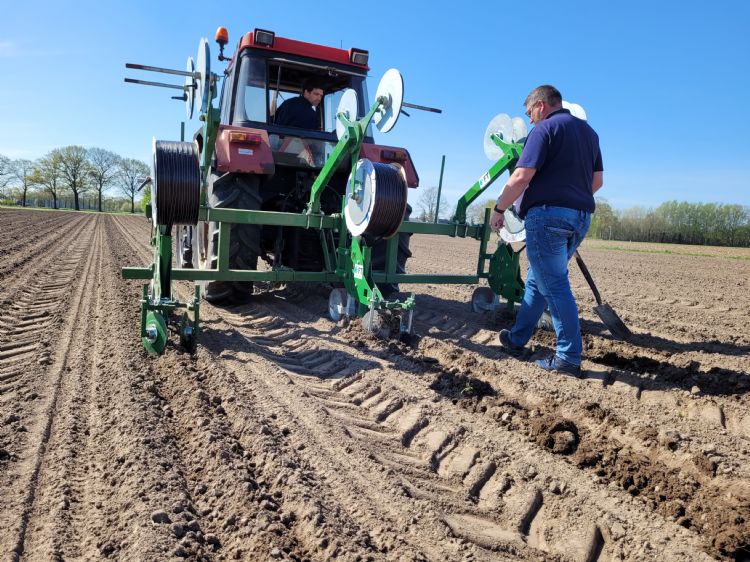 Aanleg van druppelslangen in de vollegrond Aanleg van druppelslangen in de vollegrond