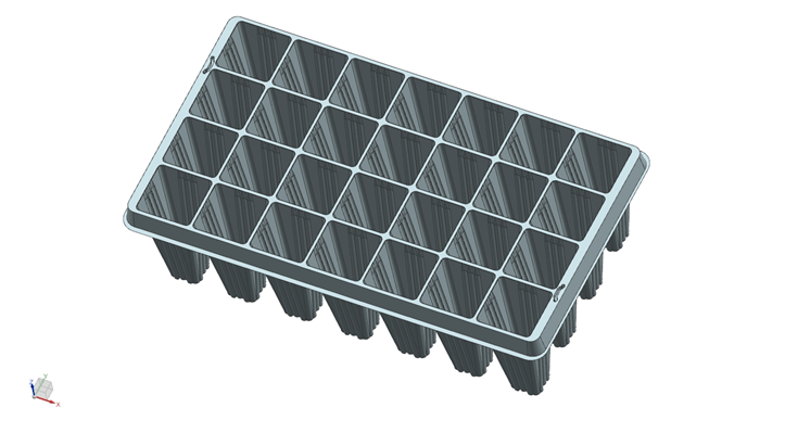 Er wordt eerst een 3D-model van de tray gemaakt