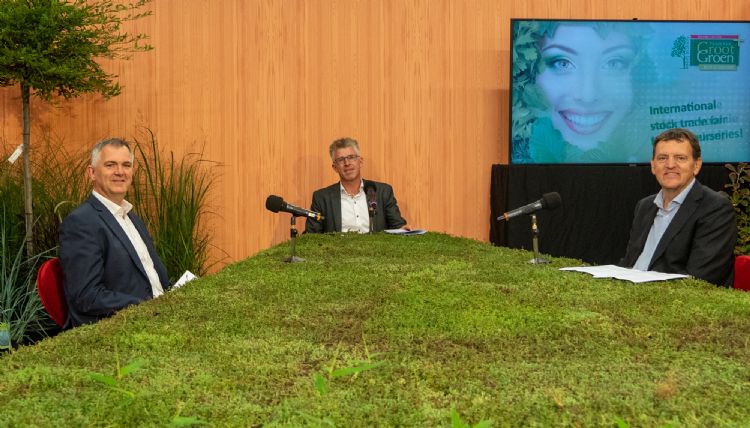 Tafelgesprek 'Bodem voor de Toekomst' over het beursthema. René Dekkers (l.) Erik Bastiaensen en Lambert van Horen (r.)