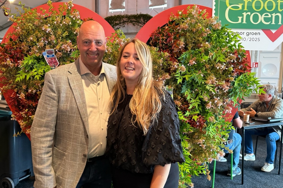 Lo�s Lodders met haar vader Marc op de GrootGroenPlus vakbeurs van 2025